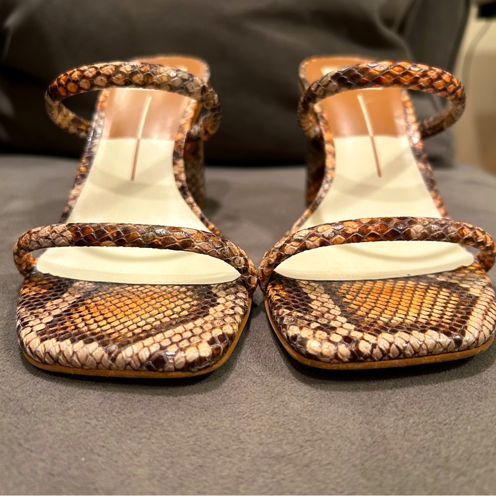 Dolce Vita Noles Snake Print Leather Heeled Women’s Slides Sandals Size 8.5 - Picture 5 of 13